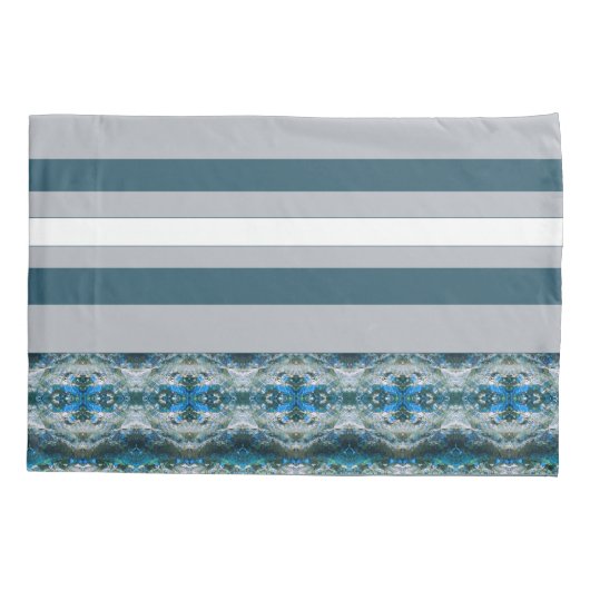 Decoratorstijl in blauw en grijs kussensloop (Achterkant-Links)