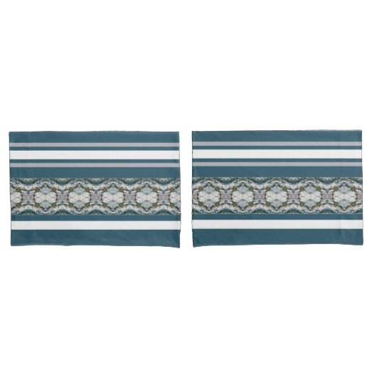 Decoratorstijl in blauw en grijs kussensloop (Voorkant-Set)