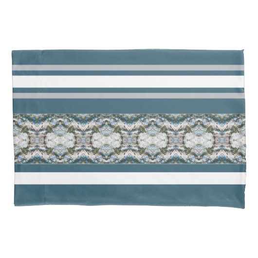 Decoratorstijl in blauw en grijs kussensloop (Voorkant-Links)