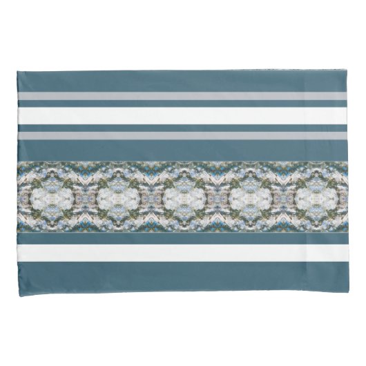 Decoratorstijl in blauw en grijs kussensloop (Voorkant-Rechts)