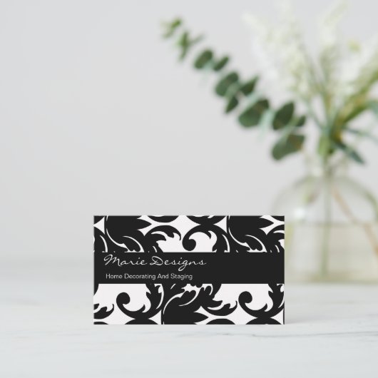 Decoreren Damask Pattern Chic Visitekaartjes (Staand voorkant)