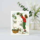 Decoreren van de sneeuwman feestdagenkaart (Staand voorkant)