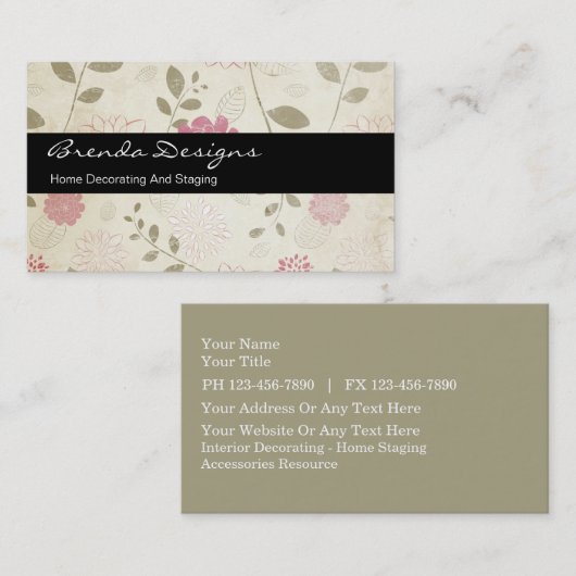Decoreren Visitekaartjes Bloemenstijl (Voorkant / Achterkant)