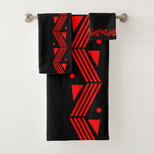 Decorgrens in rood en zwart bad handdoek
