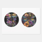 Decoupage 12" Cirkel Ronden Dragonfly Bloemen Inpakpapier Vel (Voorkant 2)