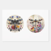 Decoupage 12" cirkelvormige rondes libellen inpakpapier vel (Voorkant 2)