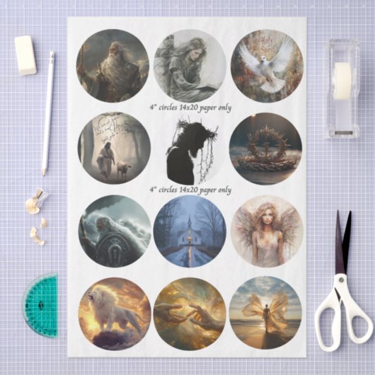 Decoupage 12 Devotional Faith Coaster Set 4" Tissuepapier (Craft)