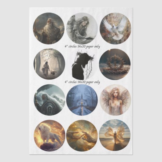 Decoupage 12 Devotionele Onderzetter Set 4" Tissuepapier (Voorkant)