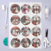Decoupage 12 Whimsical 4" Coaster Santa Designs  Tissuepapier (Craft)