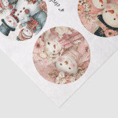 Decoupage 12 Whimsical Sneeuwman 4" Coaster Set Tissuepapier (Detail)