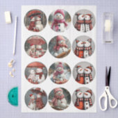 Decoupage 12 Whimsische 4" Coaster Santa Ontwerpen Tissuepapier (Craft)