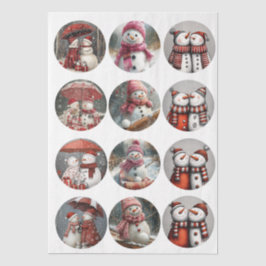 Decoupage 12 Whimsische 4" Coaster Santa Ontwerpen Tissuepapier