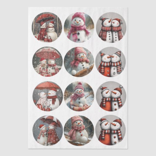 Decoupage 12 Whimsische 4" Coaster Santa Ontwerpen Tissuepapier (Voorkant)