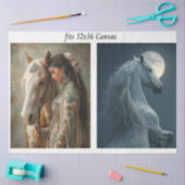 Decoupage 12x16 Canvas Ornate Horse Indian Woman Tissuepapier (Craft)