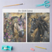 Decoupage 12x16 Canvas Weelderige Paarden Tissuepapier (Craft)