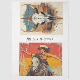 Decoupage 12x16 Cowgirl Roper & Skull Design  Tissuepapier