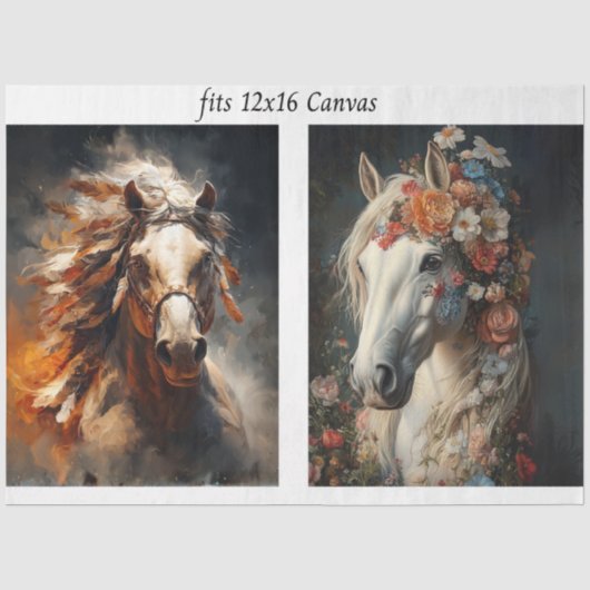Decoupage 12x16 Paard Duo Hengst Zuidwesters  Tissuepapier (Voorkant)