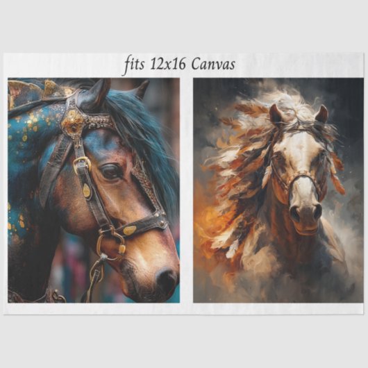 Decoupage 12x16 Stallion Horse Steampunk & Western Tissuepapier (Voorkant)