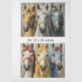 Decoupage 12x16 Whimsical 3 Panel Horses  Tissuepapier (Voorkant)