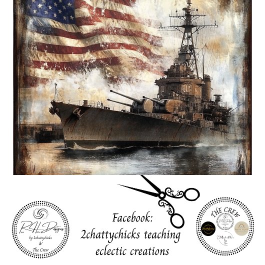 Decoupage 250ste Amerikaanse Slagschip Kunstwerk Tissuepapier