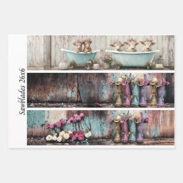 Decoupage 26x6" Boerderijontwerpen voor Handzagen Inpakpapier Vel