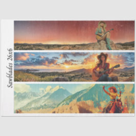 Decoupage 26x6" Cowgirl Western Designs Handsaws Tissuepapier