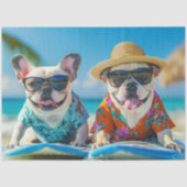 Decoupage 2 Beach Day French Bulldogs Tissuepapier (Voorkant)