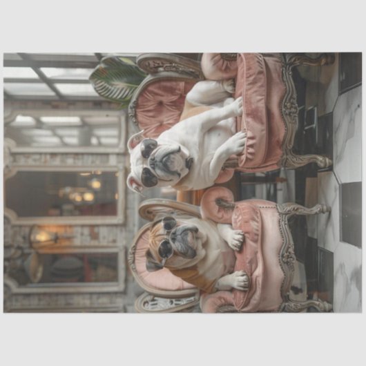 Decoupage 2 Cool Engels Bulldogs Zonnebril Tissuepapier (Voorkant)