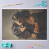 Decoupage 2 Dachshund Honden knuffelen Tissuepapier (Craft)