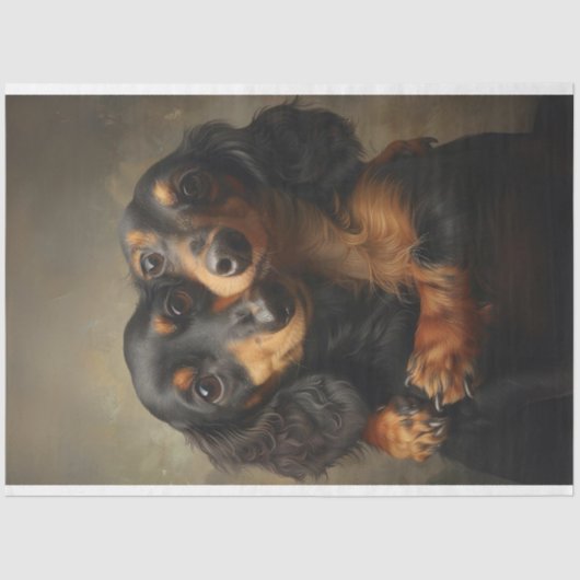Decoupage 2 Dachshund Honden knuffelen Tissuepapier (Voorkant)