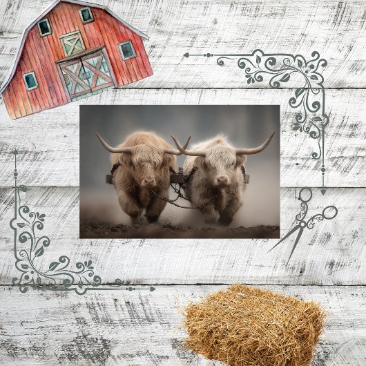 Decoupage 2 Highland Cattle Farming Tissuepapier