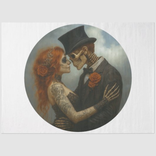 Decoupage 2 Skeleton Lovers Getting Married  Tissuepapier (Voorkant)