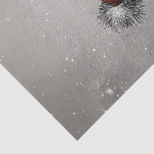 Decoupage 2 Snowmen Red Stripped Scarves Winter Tissuepapier (Detail)