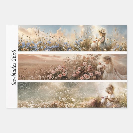 Decoupage 3 Designs Farm Girl & Pig Handsaws Inpakpapier Vel (Voorkant)