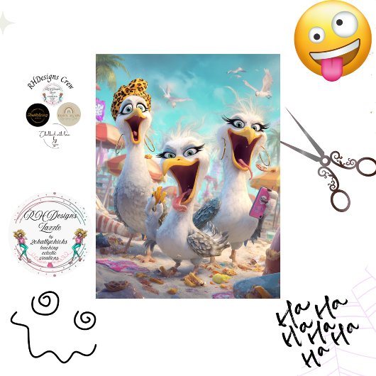 Decoupage 3 Dolle Zeemeeuwen Wackadoodles  Tissuepapier