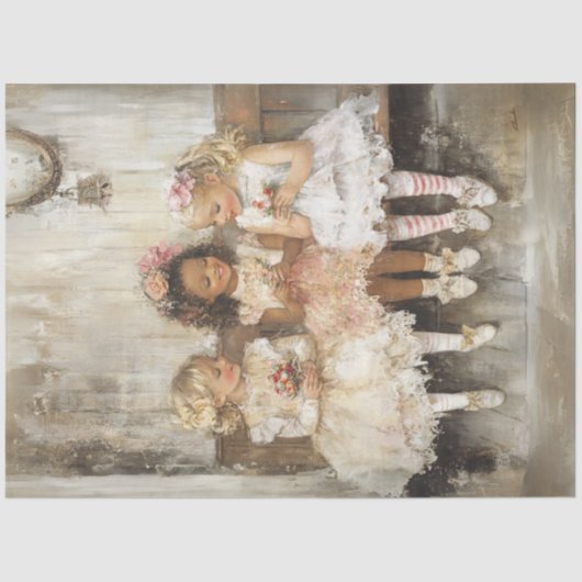 Decoupage 3 Kinderen Bloeiende Vriendschappen Tissuepapier (Voorkant)