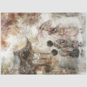 Decoupage 3 Kinderen Kimonos & Parasol Tissuepapier