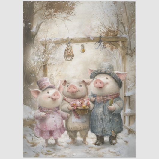 Decoupage 3 Little Pigs Story Book Forest  Tissuepapier (Voorkant)