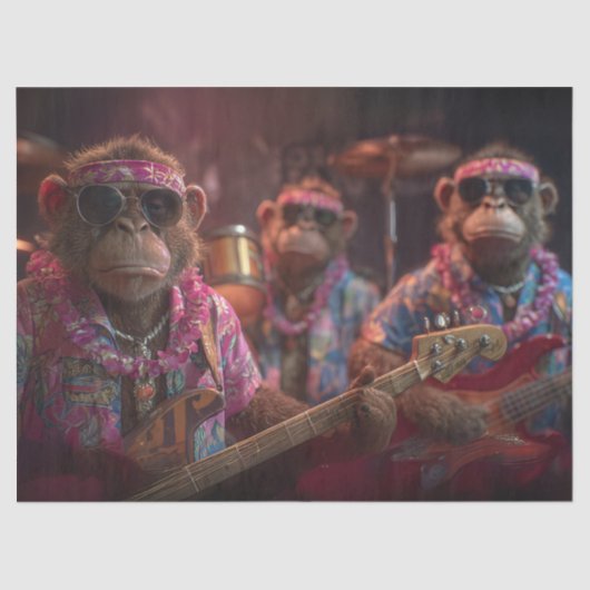 Decoupage 3 Monkey's Tropical Band Tissuepapier (Voorkant)