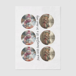 Decoupage 3" Mould Snow Globe Snowman & Girl  Tissuepapier