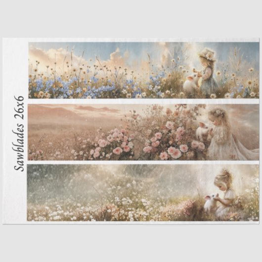 Decoupage 3 Ontwerpen Boerenmeisje & Varkenshandza Tissuepapier (Voorkant)