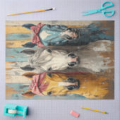 Decoupage 3 Paarden Bandanas Verontruste Achtergro Tissuepapier (Craft)