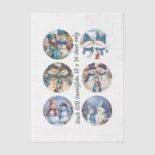 Decoupage 3" Sneeuwbol Vorm Kerst Tissuepapier (Voorkant)