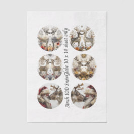 Decoupage 3" Sneeuwbolvormen Bloemendieren & Kerst Tissuepapier