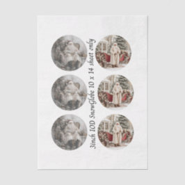 Decoupage 3" Sneeuwbolvormen Vintage Kerstman Tissuepapier