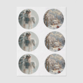 Decoupage 3" Snow Globe Moulds Child Horse Winter  Tissuepapier