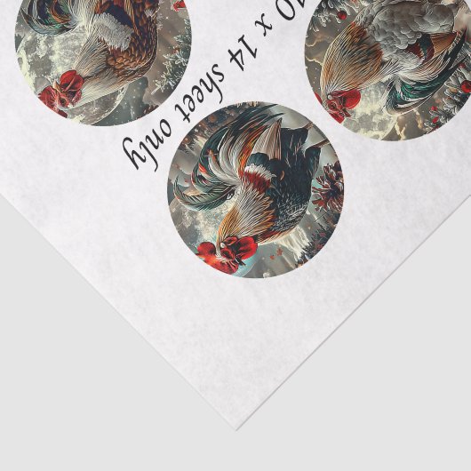 Decoupage 3" Snow Globe Moulds Roosters Red Barn Tissuepapier (Detail)