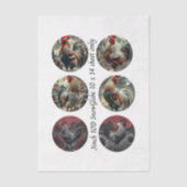 Decoupage 3" Snow Globe Moulds Roosters Red Barn Tissuepapier (Voorkant)