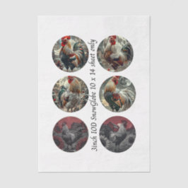 Decoupage 3" Snow Globe Moulds Roosters Red Barn Tissuepapier