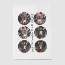 Decoupage 3" Snow Globe Moulds Whimsical Donkeys Tissuepapier